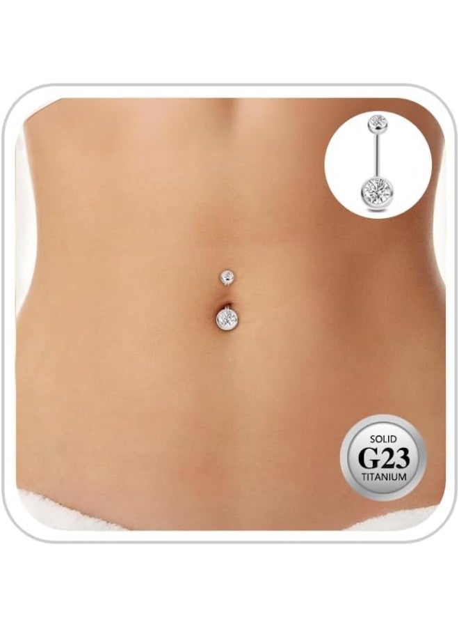 مسمار سرة من سبائك التيتانيوم G23، خالٍ بنسبة 100٪ من النيكل والرصاص، مضاد للحساسية ومقاوم للتآكل، مناسب للثقوب الجديدة والبشرة الحساسة. المادة خفيفة الوزن للغاية، نصف وزن الفولاذ، مريحة للارتداء لفترات طويلة، ويمكن ارتداؤها أثناء النوم. الزركونيا المثبتة بالمخلب تتلألأ وتجذب الأنظار، الحجم القياسي 14G يبقى ثابتًا ولا ينزلق. مثالي لملابس السباحة والملابس اليومية، يوازن بين أمان الشفاء والأسلوب الشخصي، خيار ممتاز لعشاق ثقب الجسم. - Image 4